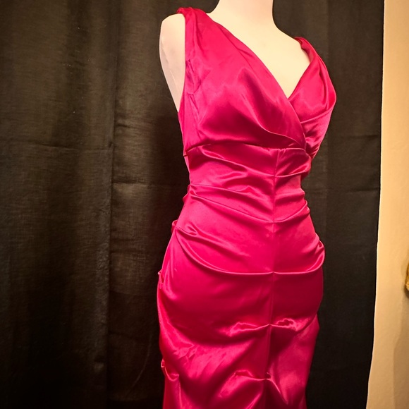 CACHE SATIN PINK MERMAID SEXY FORMAL GOWN Shaping Slimming Prom dress - Picture 8 of 13